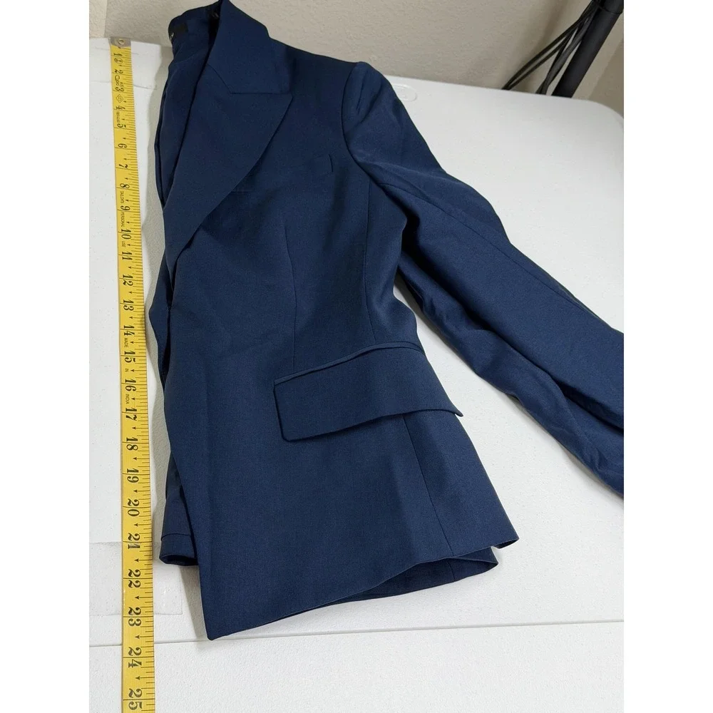 Theory Blazer Womens 2 Navy Brince Wool Stretch Suit‎ Jacket Minimalist Office